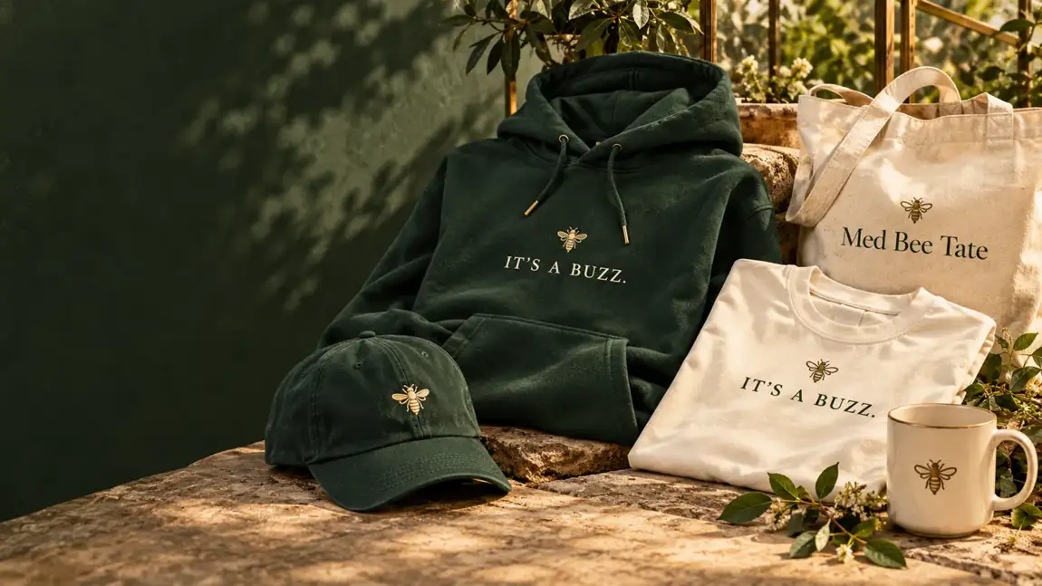 Med Bee Tate apparel and accessories collection mockup